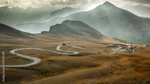 Serpentine road at Passo Giau, Dolomites, Italy