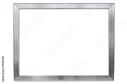 Aluminum empty photo frame on white background