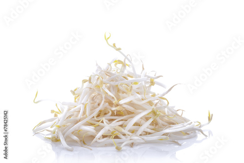 Mung beans or bean sprouts isolated on a white
