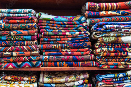 Colourful Fabrics display, Muscat, Oman