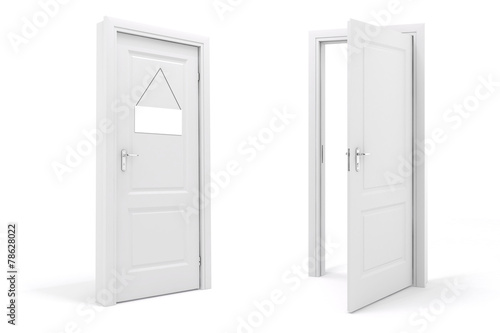 3d white door on white background