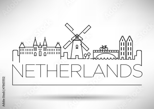 Netherlands City Line Silhouette Typographic Design