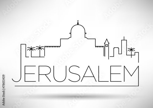 Jerusalem City Line Silhouette Typographic Design