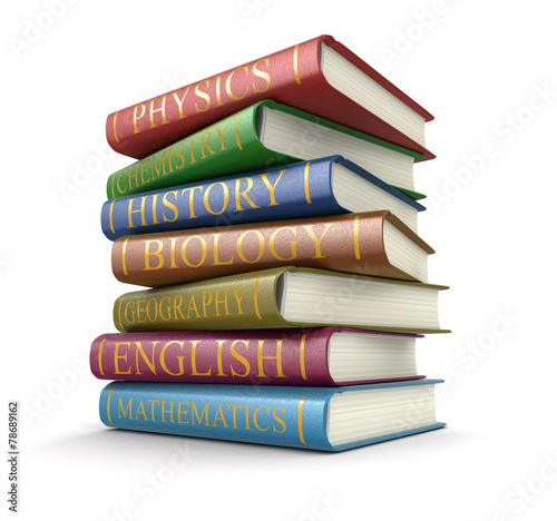 Stack of textbooks (clipping path included)