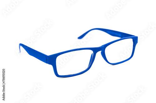 BlueEye Glasses Isolated on White shallow depth of field and sof