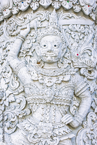 White demon guardian at Ming Mueang temple, Nan province, Thaila