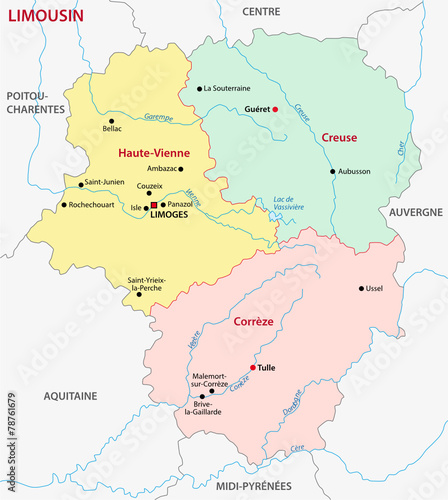 limousin administrative map