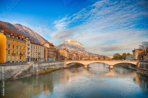 Grenoble am Abend, Frankreich