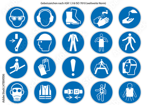 Gebotsschilder Set nach ASR 1.3 und ISO 7010 neu