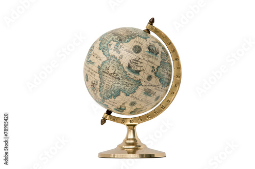 Old Style World Globe - Isolated on White