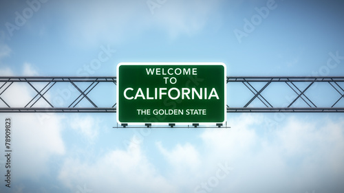 California USA State Welcome to Highway Road Sign
