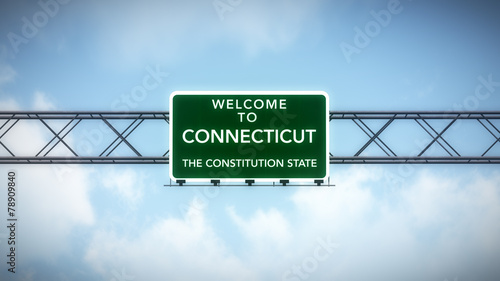 Connecticut USA State Welcome to Highway Road Sign