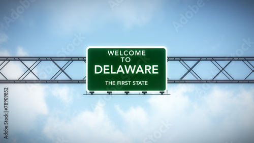 Delaware USA State Welcome to Highway Road Sign