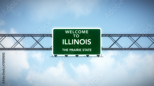 Illinois USA State Welcome to Highway Road Sign