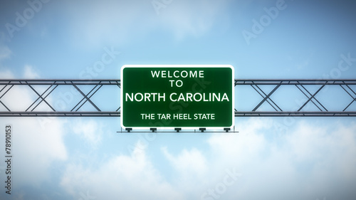 North Carolina USA State Welcome to Highway Road Sign