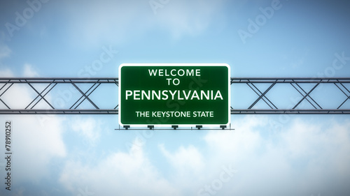 Pennsylvania USA State Welcome to Highway Road Sign