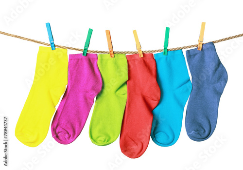 colorful socks hanging