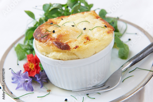 Cheese Souffle Served In Ramekin