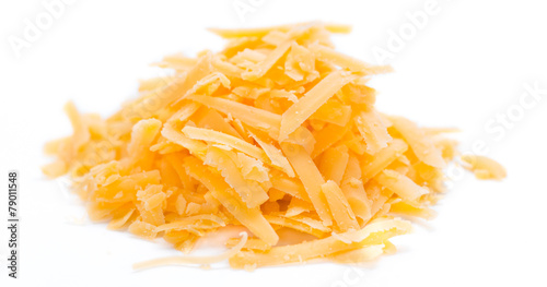 Grated Cheddar isolated on white
