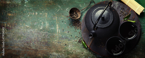 Black iron asian tea set