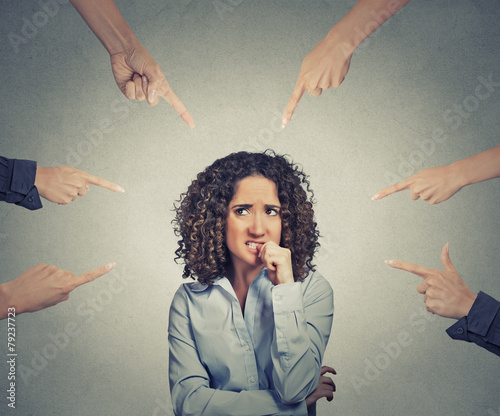 social accusation guilty business woman fingers pointing