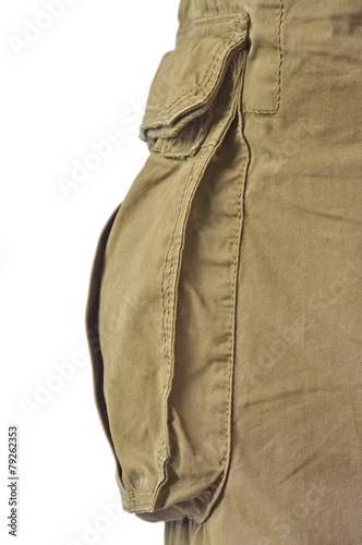 Military olive green army style cotton twill cargo pants storage