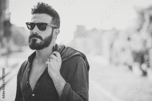 young handsome attractive bearded model man