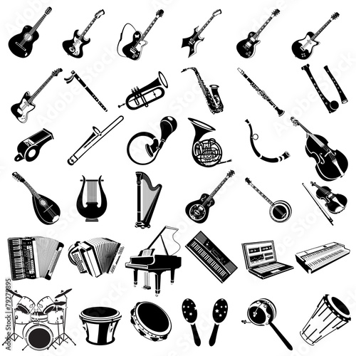 music instrument black icons
