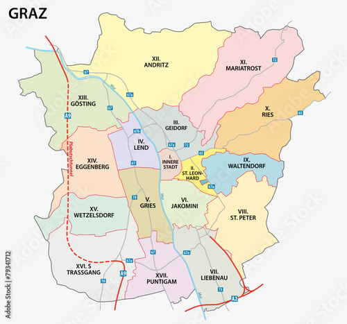 graz road and administrative map