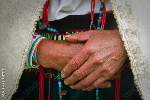 Closeup of an indigenous woman's hands, Chimborazo, Ecuador