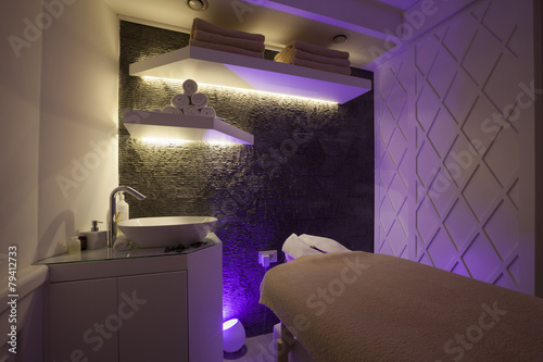 massage room in hotel spa interior