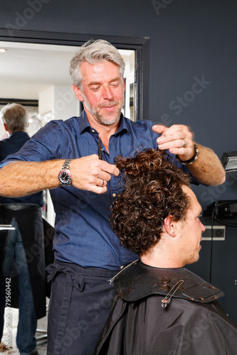 hairdresser and customer in a salon