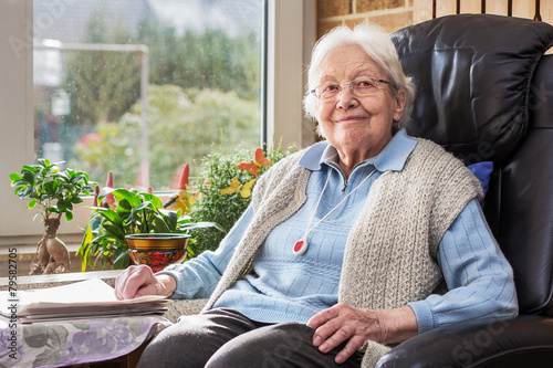 Elderly person with emergency button