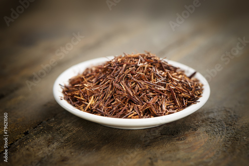 rooibos tea on a small white plate