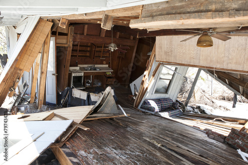 interior of flood damaged home