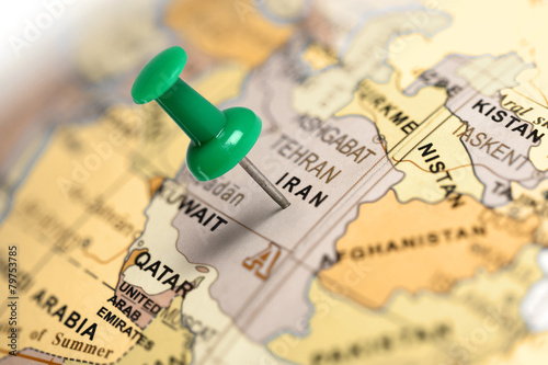 Location Iran. Green pin on the map.