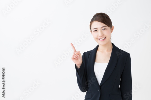 asian businesswoman showing isolated on white background