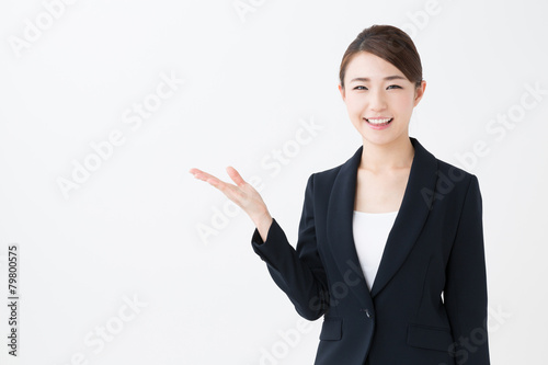 asian businesswoman showing isolated on white background