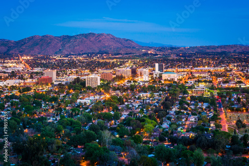 Twilight view of the city of Riverside, from Mount Rubidoux Park