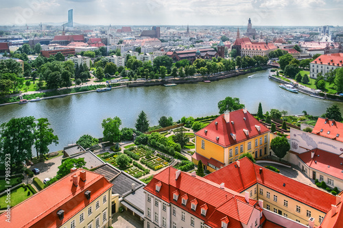 Panorama of old town in Wroclaw