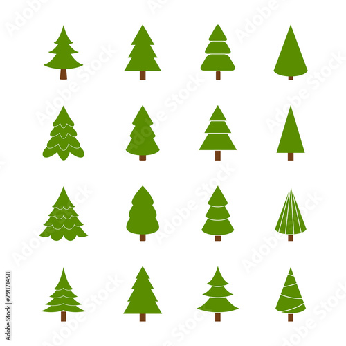 Set of Christmas trees, vector illustration