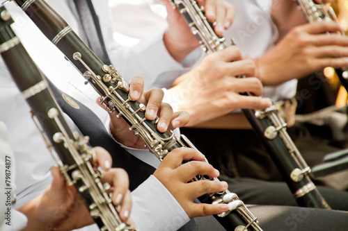 Classical musician clarinet playing.