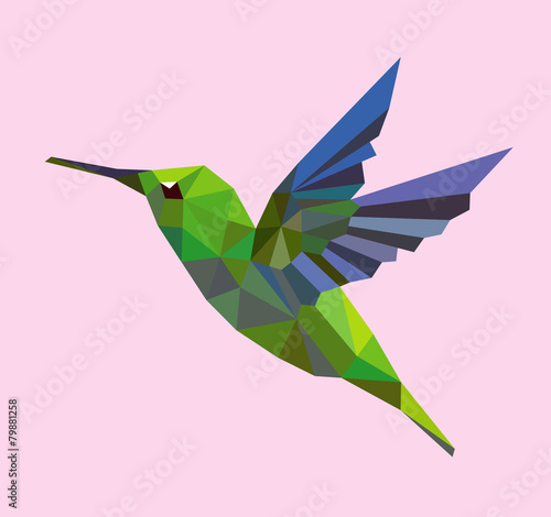 Humming bird triangle low polygon vector