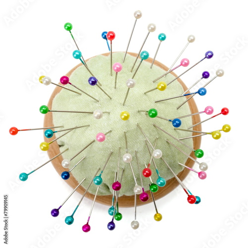 Pincushion with colorful pins