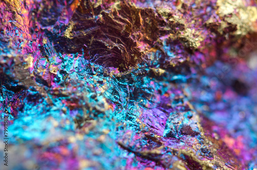 Bornite, also known as peacock ore, is a sulfide mineral