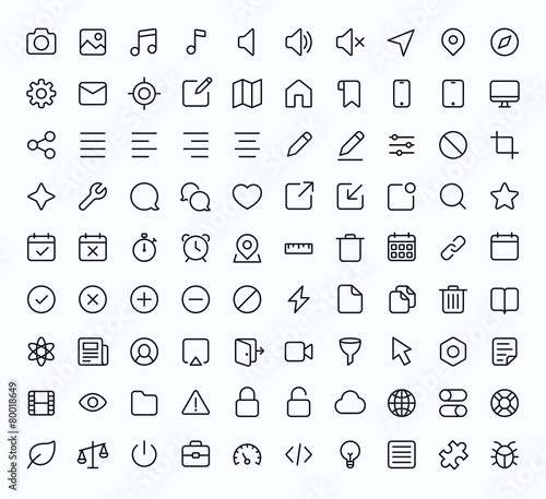 Outline vector icons for web and mobile