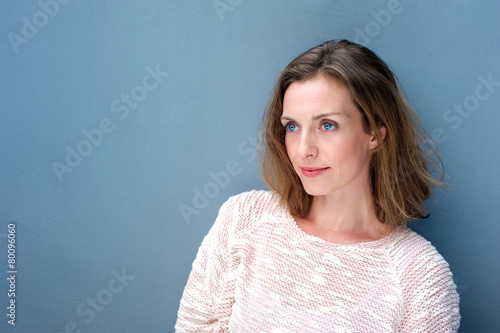Close up portrait of a charming woman in sweater