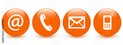 Set of orange glossy ball icons – Contact Us