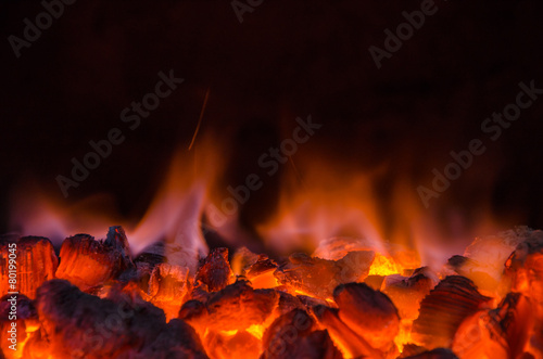 Hot coals in the fire