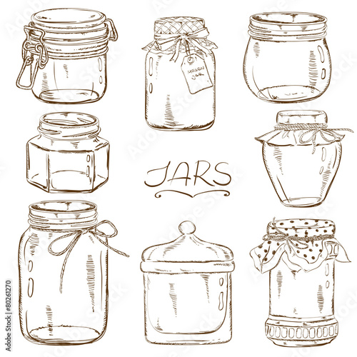 Set of isolated mason jars